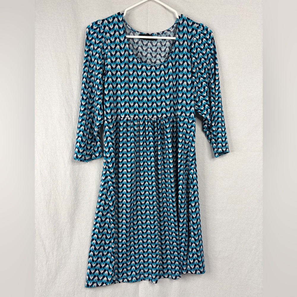 Reborn Blue and Black Geometric Dress Size Medium